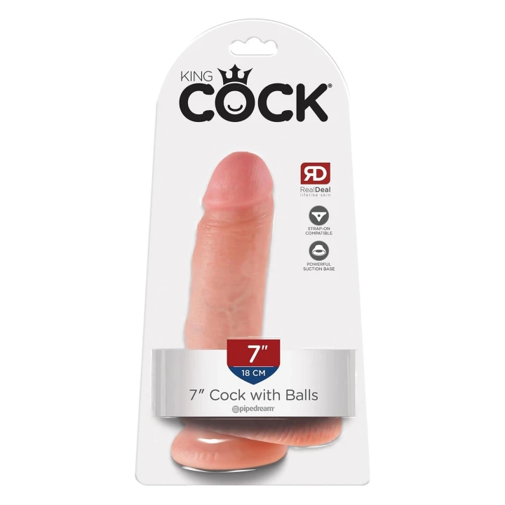 Dildo King Cock 7 cali z przyssawką, realistyczny, PVC, z funkcją wibracji