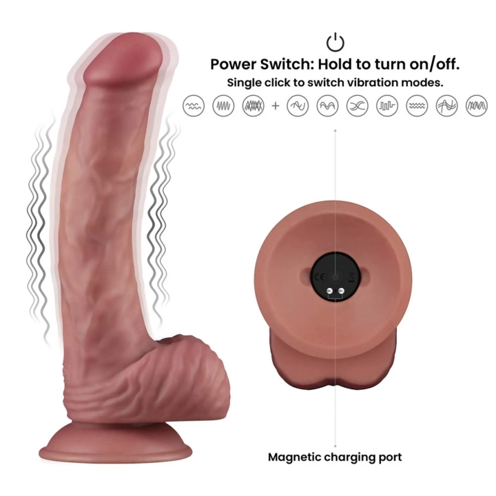 Dildo Lovetoy 10 trybów wibracji, podwójna gęstość, wodoodporny 22,8 cm