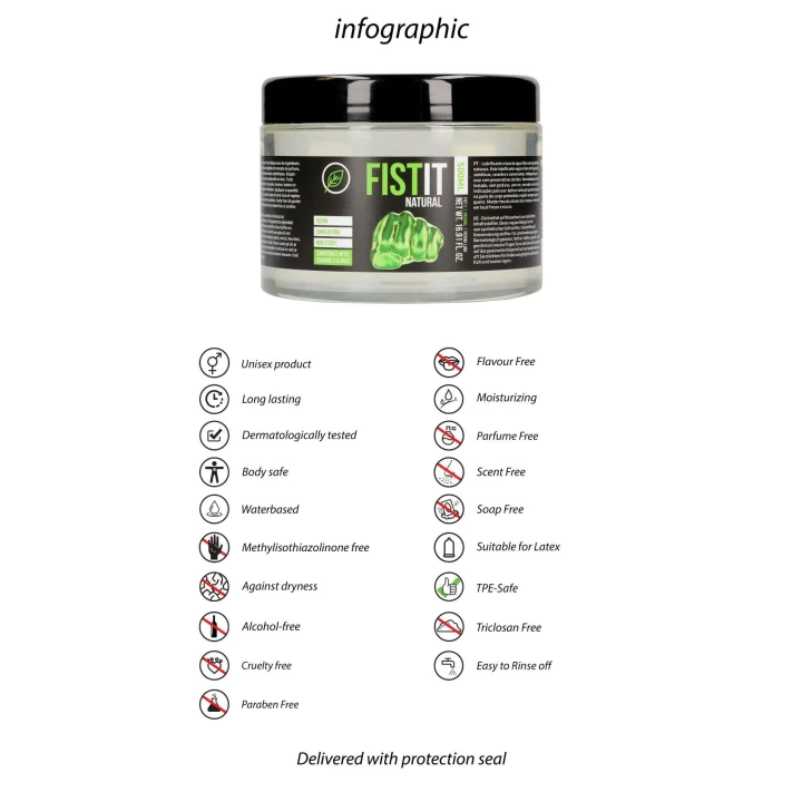 Lubrykant wodny Fistit - Naturalny, 500 ml, Wegański, Beztłuszczowy, Bezbarwny