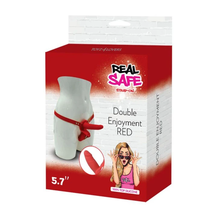 Dildo Toyz4Lovers Proteza - Podwójny Pasek, Regulowany, Czerwony, Wodoodporny