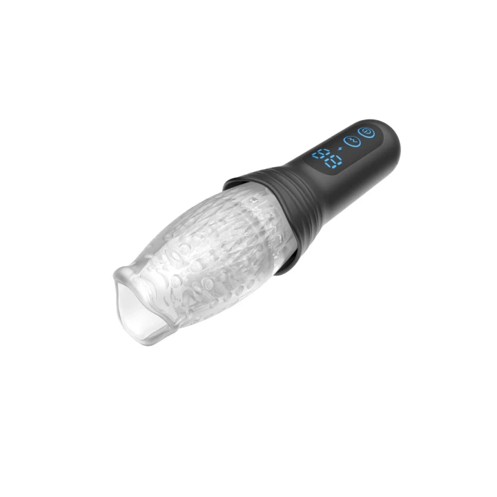 Masturbator rotacyjny z wibracją i pchnięciem, 9 trybów, ładowanie USB, 25,35 cm