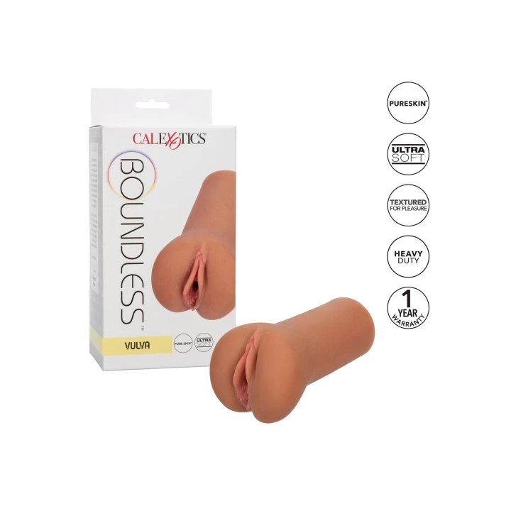 Wibrator Boundless Vulva, TPE, 14 cm, wodoodporny, kolor skóry karmelowej