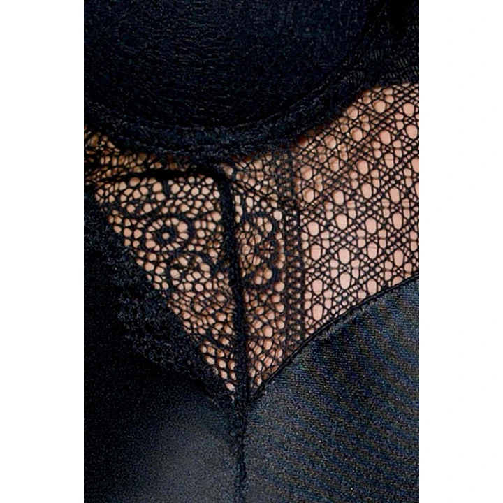 Body satynowe CASMIR L/XL, regulowane ramiączka, koronkowe wykończenie, czarne