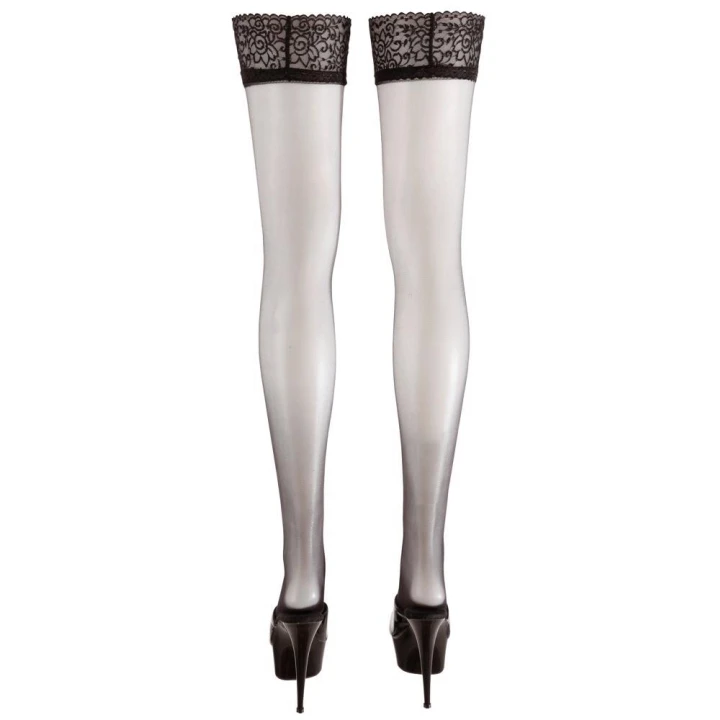 Pończochy hold-up COTTELLI LINGERIE z koronkowym topem, silikonowym paskiem, czarne