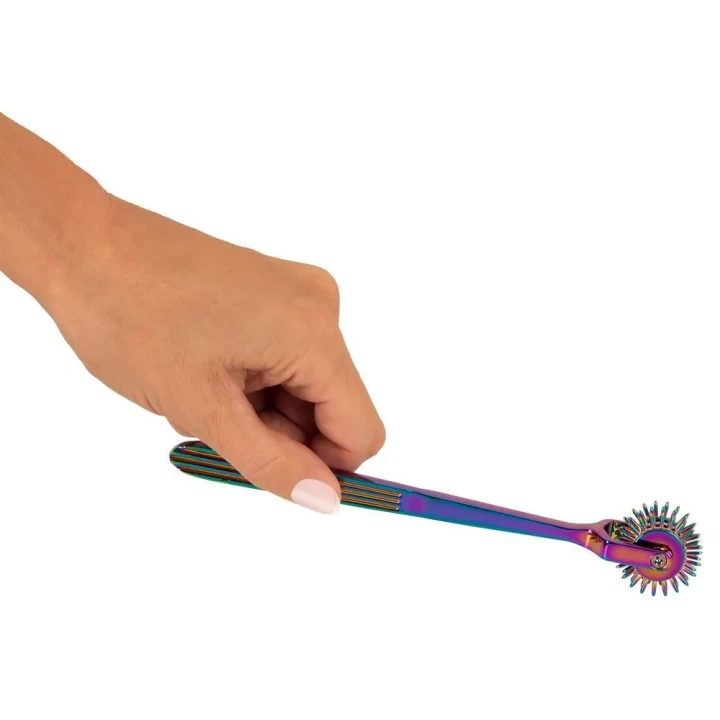 Wiatraczek erotyczny Rainbow Triple Pinwheel, metalowy, 3 obręcze, 18,5 cm długości