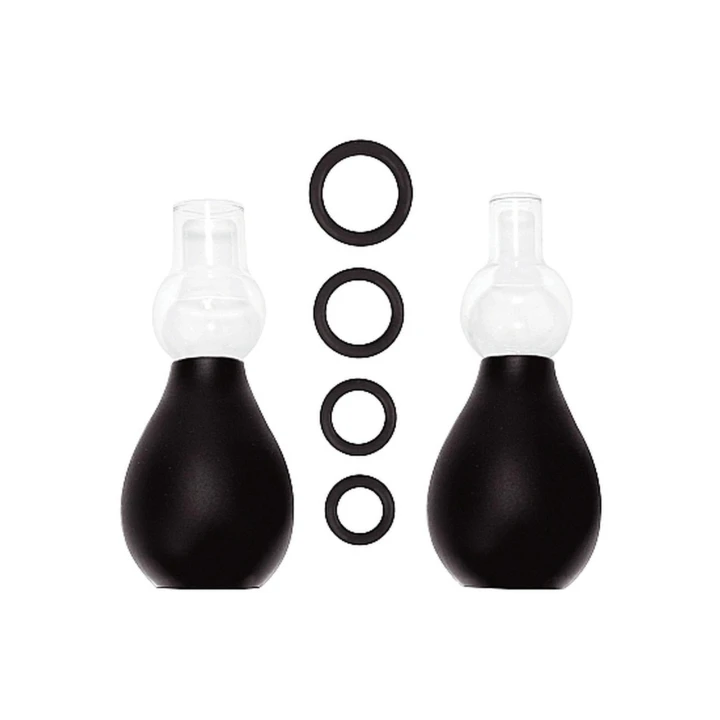 Zestaw do wzmocnienia sutków - Pompy: 2, Pierścienie: 4, Materiał: ABS i Guma