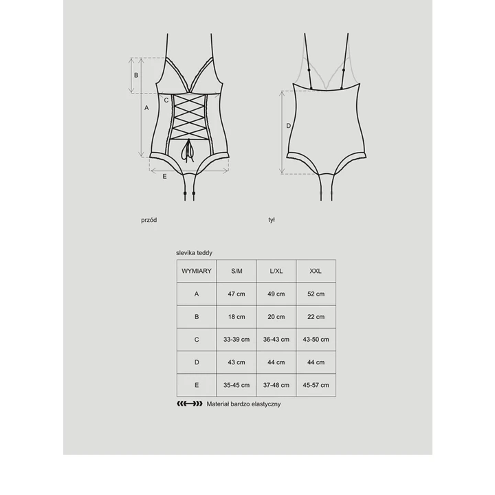 Body koronkowe Slevika - XXL, regulowane ramiączka, otwarty krok, czarna koronkowa elegancja