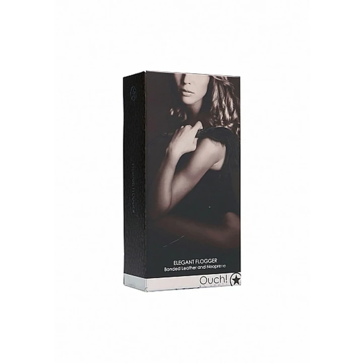 Flogger BDSM - Ouch! Elegancki w odcieniu tytanowym z drewnianą rękojeścią