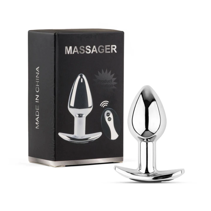 Wibrator analny (butt plug) M Series – metal, pilot zdalnego ster., 10 tryb. IPX7