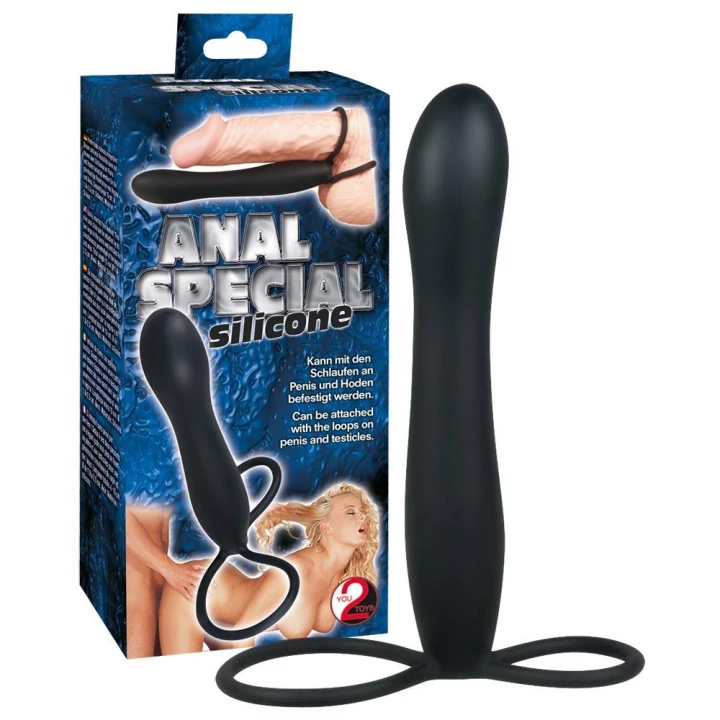 Dildo analne Silikonowe Black - 15 cm długości, 1,9-2,5 cm średnicy, podwójne pętle