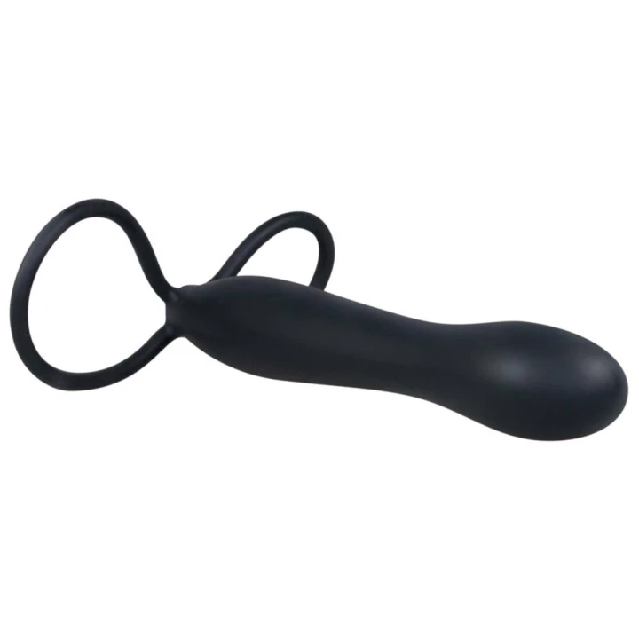 Dildo analne Silikonowe Black - 15 cm długości, 1,9-2,5 cm średnicy, podwójne pętle