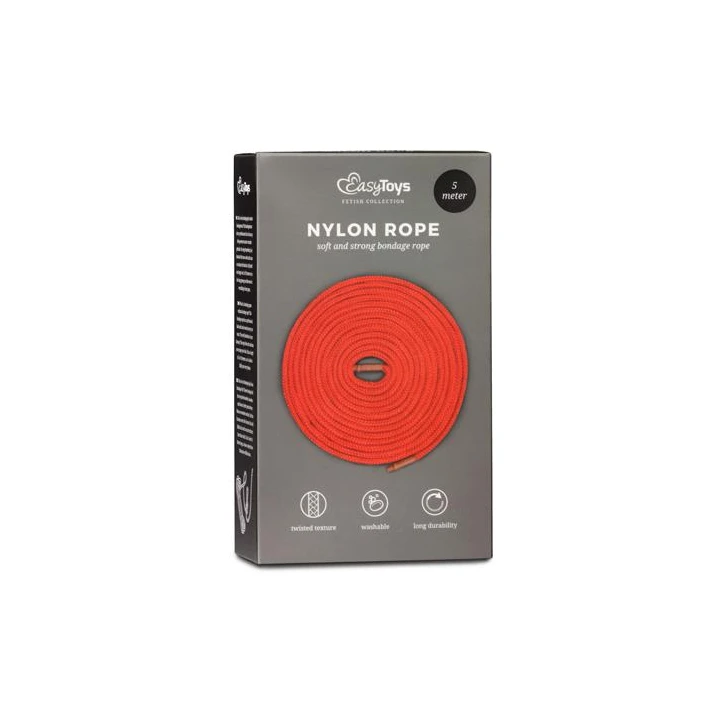 Wiązania - Lina Nylonowa 5m, Miękka w Dotyku, Czerwona