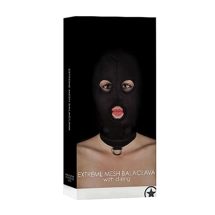 Balaclava bondage Ouch! - M/L, elastyczny materiał, metalowe kółko D-Ring