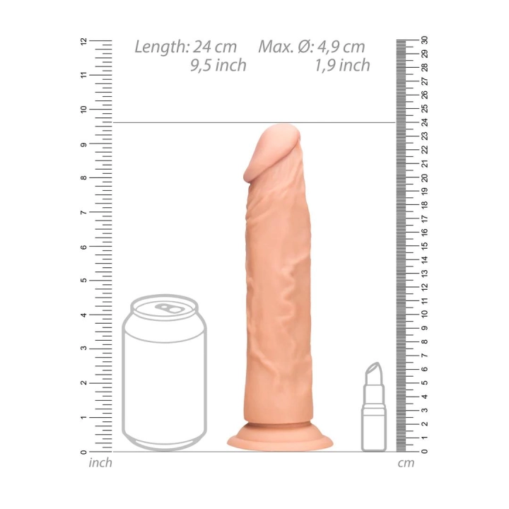 Dildo bez jąder Skin TPE – realistyczne 24 cm, średnica 4,9 cm, przyssawka