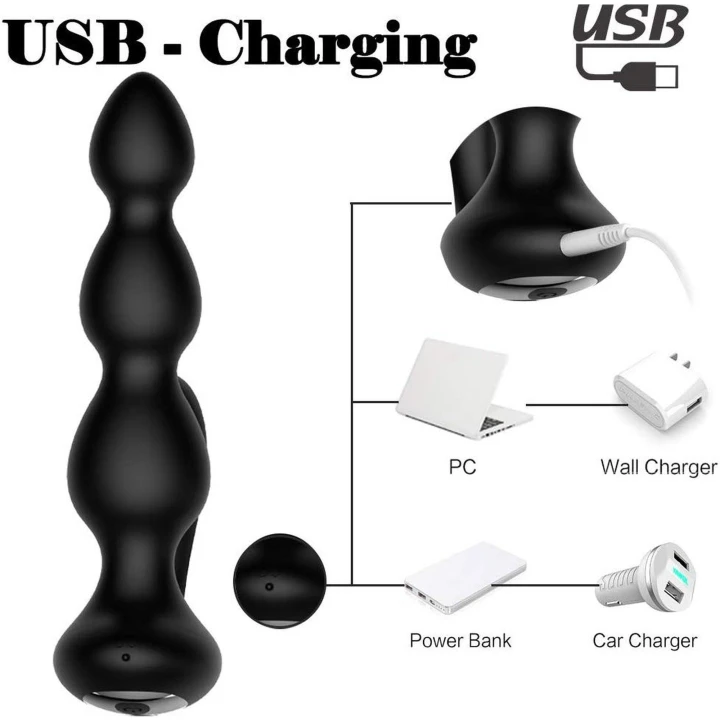 Wibrujące Koraliki Analne RemoteSilicone, Medyczny Silikon, 100% Wodoodporne