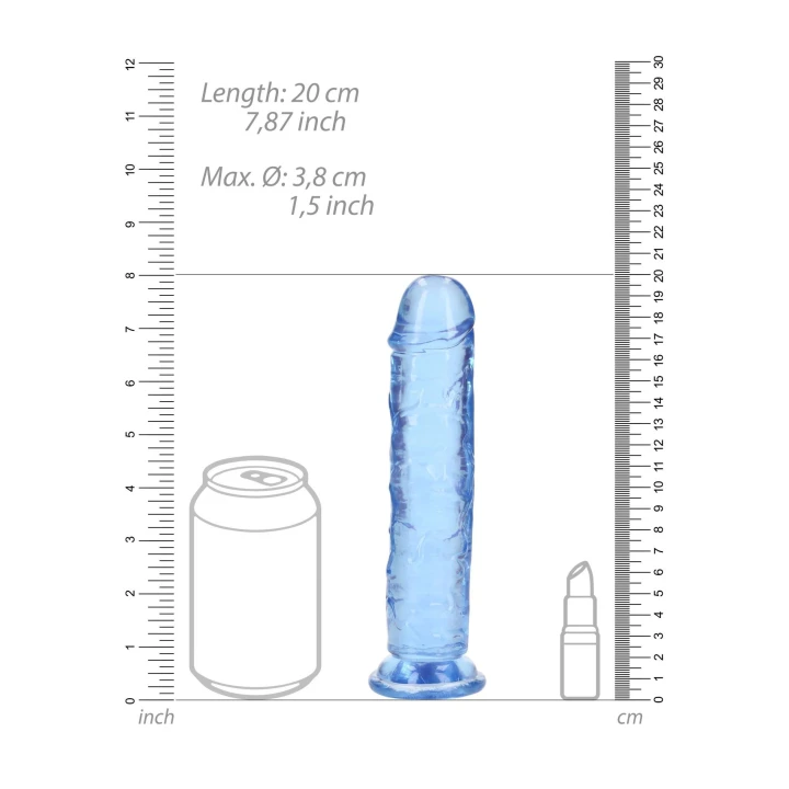 Dildo REALROCK CRYSTAL CLEAR 7'' z przyssawką, bez ftalanów, wodoodporne