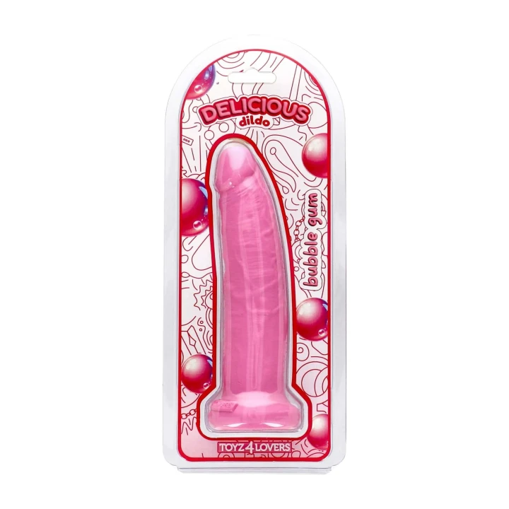 Dildo Delicious - 4,4 cm średnica, 19,5 cm długość, zapach gumy balonowej