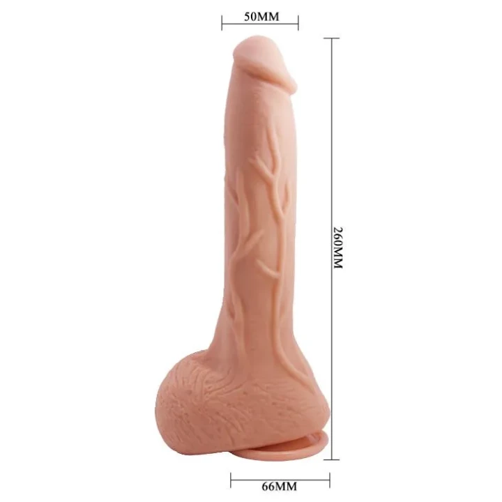 Dildo BAILE BW-008039NR, realistyczny TPR, zakrzywiony, wodoodporny, 10,2''