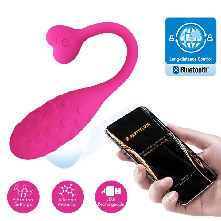 Wibrator jajeczko PRETTY LOVE Fisherman Pink — 12 trybów, sterowanie APP, silikon