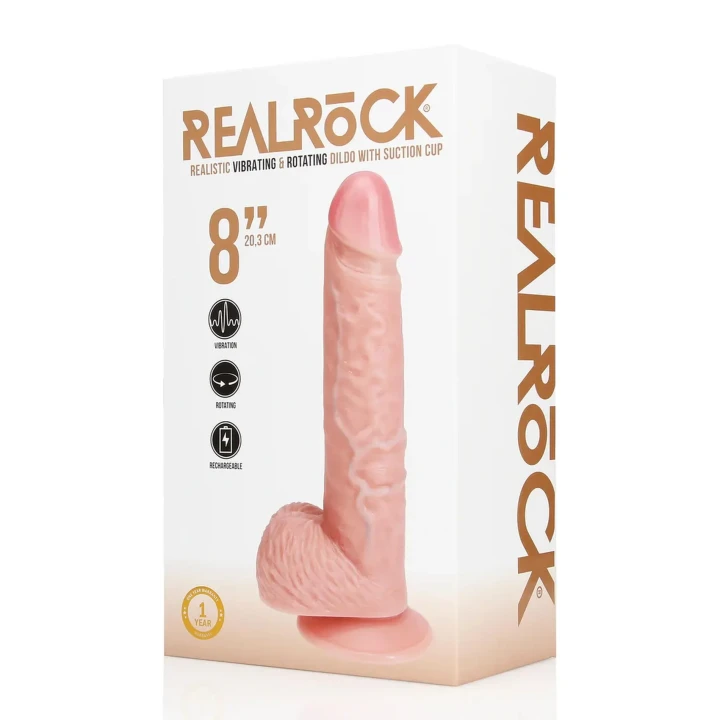 Dildo RealRock® z wibracjami, rotacją i przyssawką - 20,5 cm, realistyczny wygląd