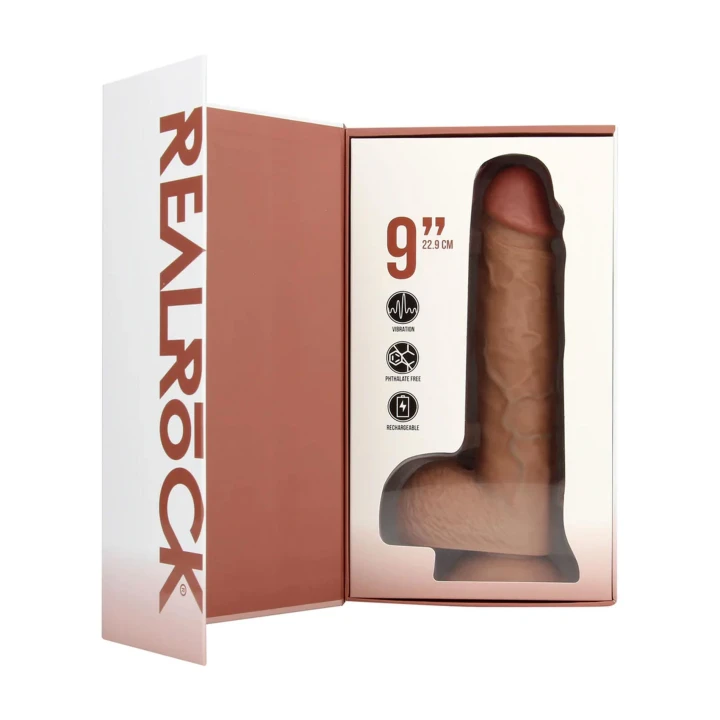 Dildo RealRock® wibrujące 25 cm, naturalny wygląd, przyssawka, skórzanopodobne