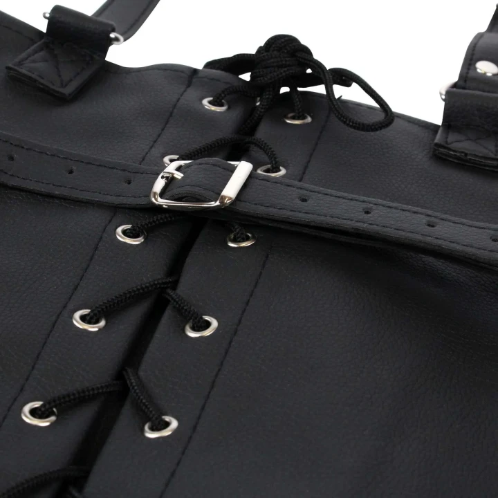 Opaska na ramię - skóra PU, regulowane sznurówki, D-ring - czarna