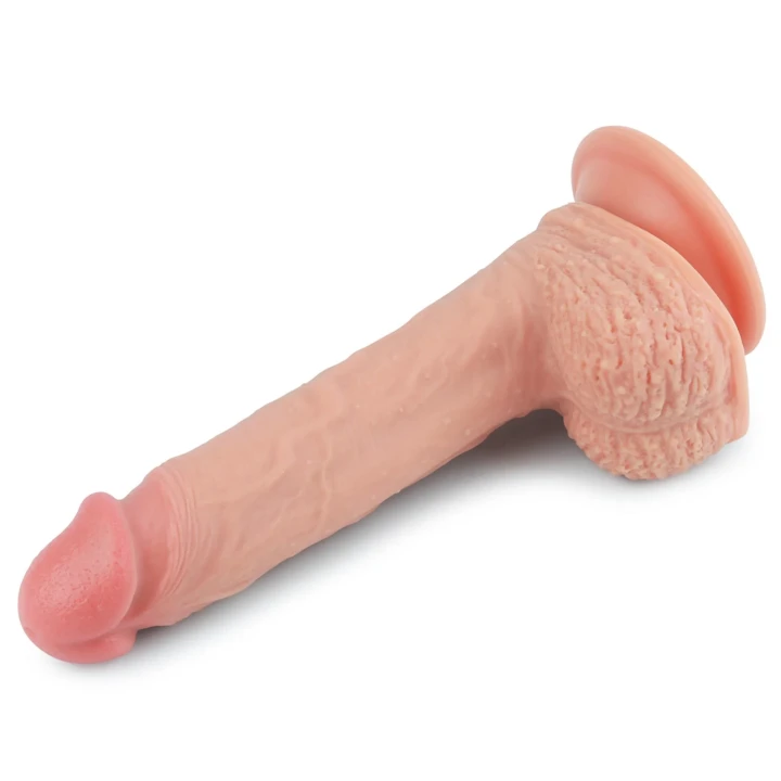 Dildo silikonowe Platinum Dual – dwuwarstwowe, przyssawka, realistyczna tekstura 21,5 cm