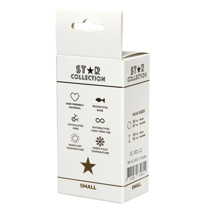 Korek analny S Star Collection, silikonowy, fioletowy z różowym kryształem, 7 cm