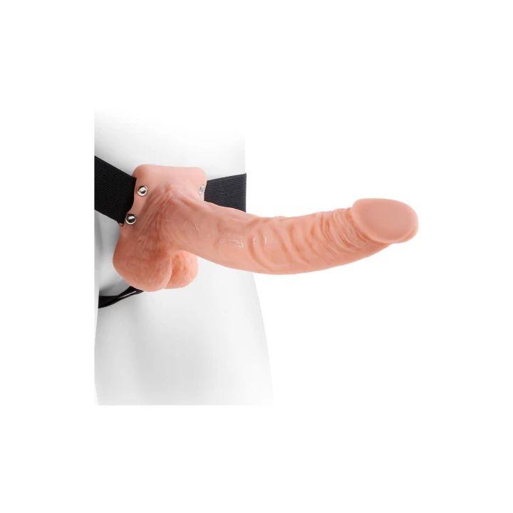 Strap-On 9" PVC Fetish Fantasy Series, Pusty z Jądrami, Elastyczna Uprząż 52"