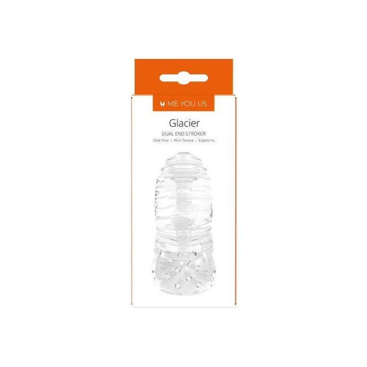 Masturbator Me You Us Glacier, wodoodporny, ze stymulującym materiałem TPE, przezroczysty