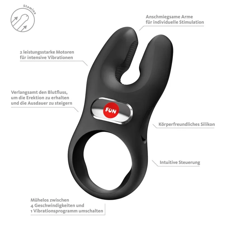 Pierścień erekcyjny Fun Factory Nos XL – podwójne silniki, USB-C, wodoodporny