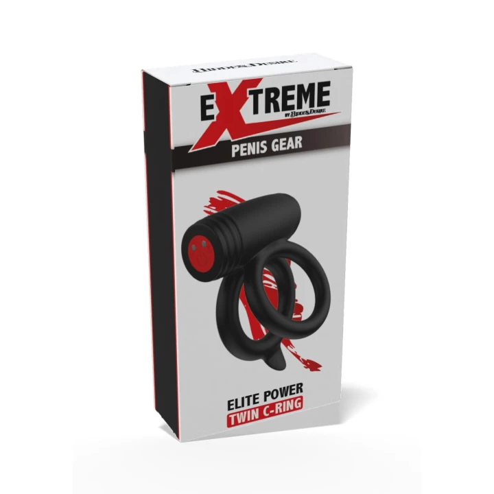 Pierścień erekcyjny EXTREME C-RINGS - podwójny, 10 trybów wibracji, wodoodporny IPX7