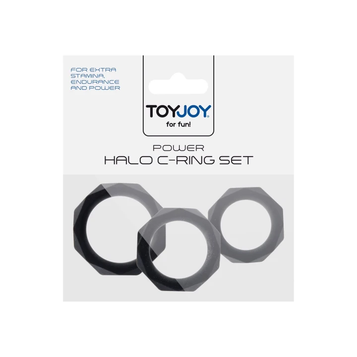 Pierścień C-Ring Power Halo, 3 rozmiary (3,0-4,0 cm), materiał TPE, kolor czarny
