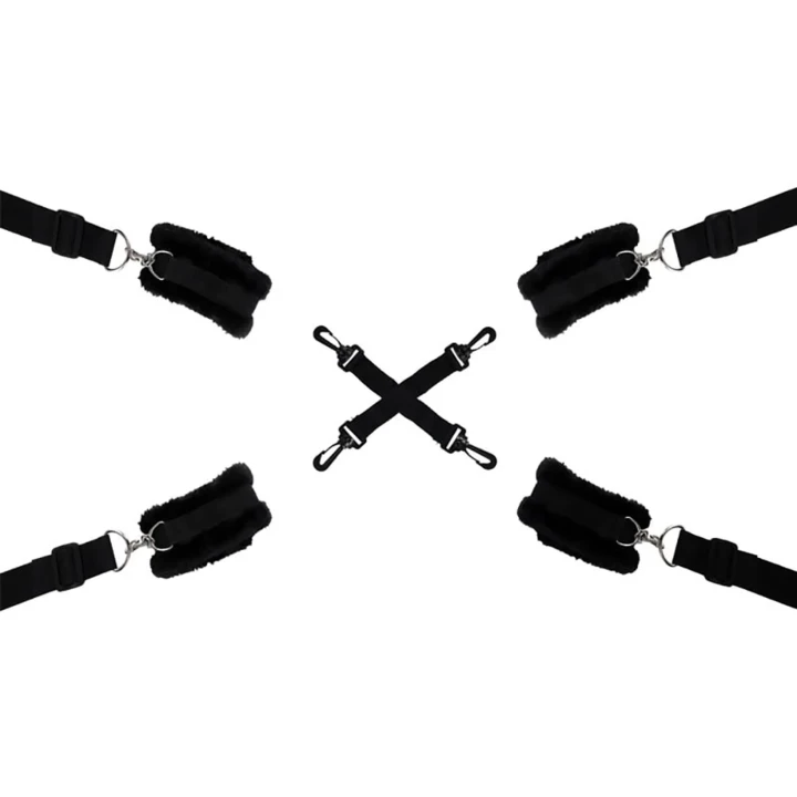 Zestaw do krępowania na łóżku - regulowane kajdanki, nylon, komfortowy design
