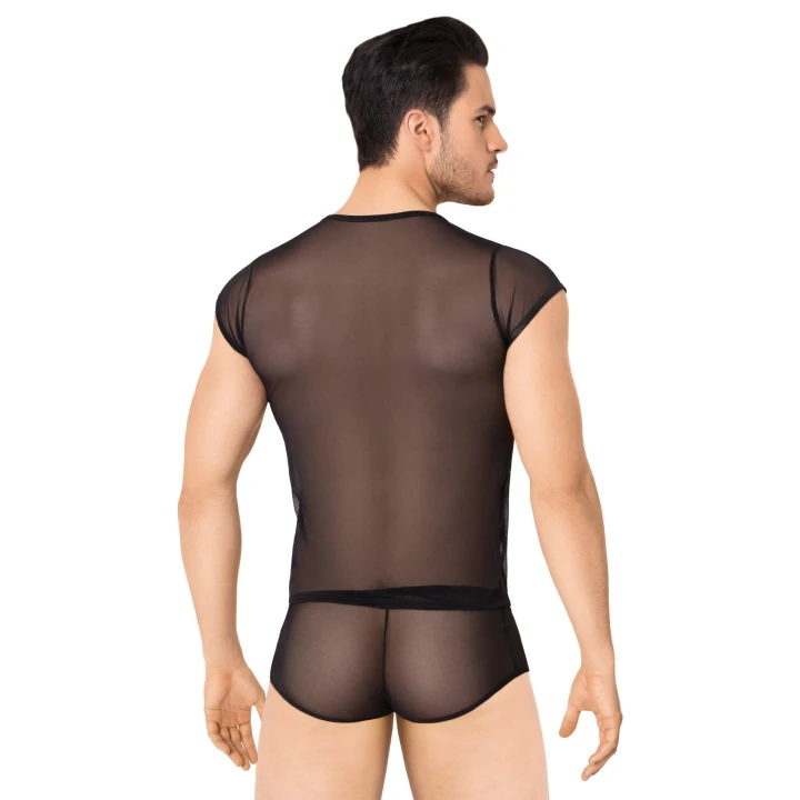 Koszulka i szorty SOFTLINE COLLECTION - czarne, ultra cienka siateczka, M/L