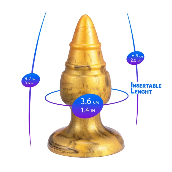 Korek analny SILEXD Goldy M 9,2cm z efektem termoreakcji i złotym wykończeniem