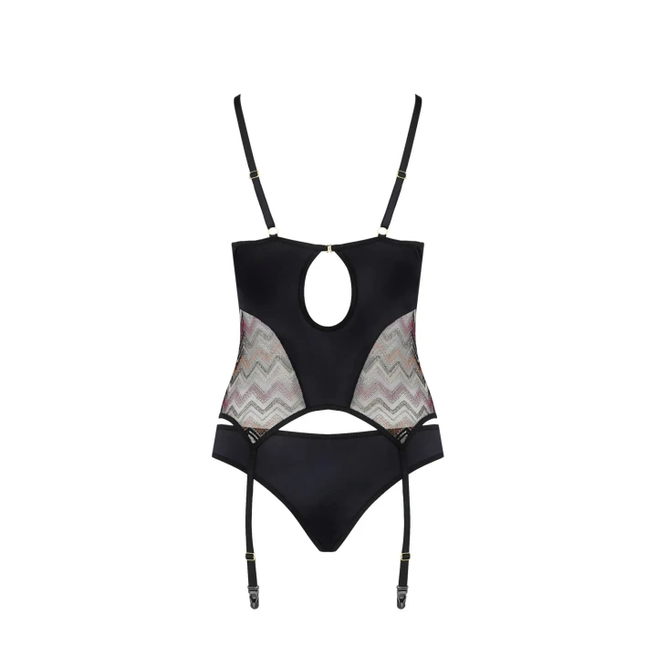 Gorset CASMIR Lagerta czarny S/M, elegancki, głęboki dekolt, Oeko-Tex