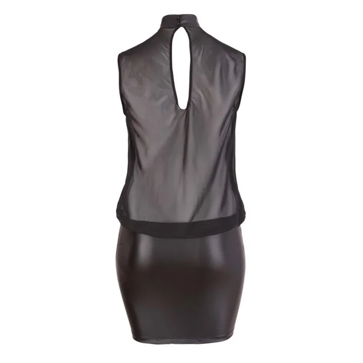 Sukienka przezroczysta COTTELLI LINGERIE, czarna, 4XL, elegancka, dopasowana, szyfonowa