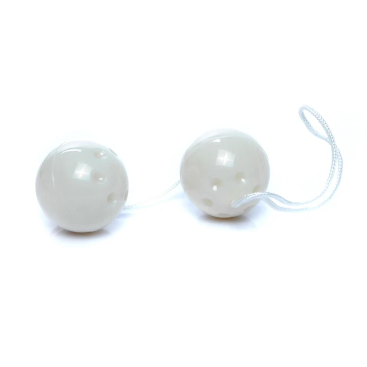 Kulki gejszy Duo-Balls White, średnica 3,2 cm, długość 21 cm, ze stalowymi kulkami