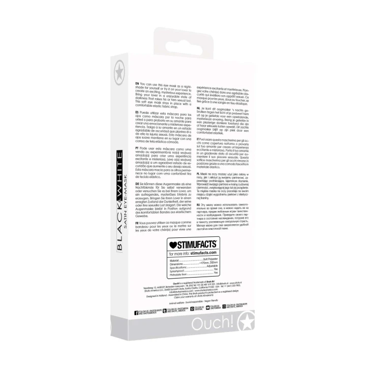 Maska na oczy Satin, komfortowy pasek elastyczny, materiał: poliester, rozmiar 17,5 x 8,2 cm