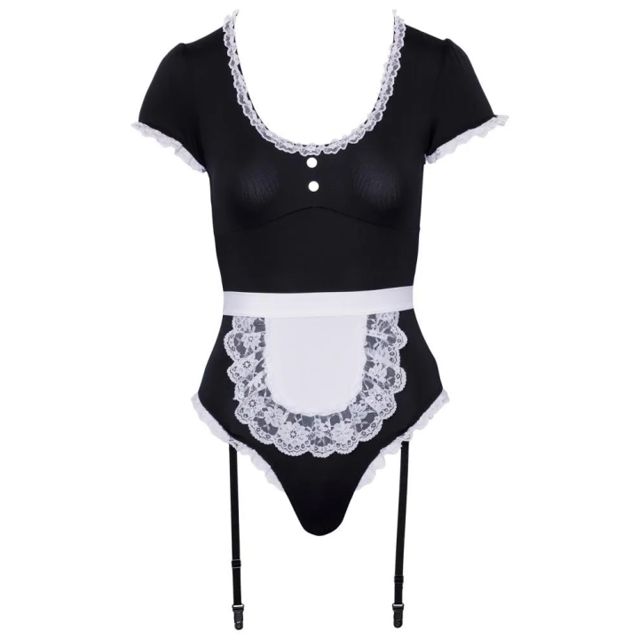 Body kelnerki COTTELLI LINGERIE z regulowanymi szelkami i eleganckim fartuszkiem