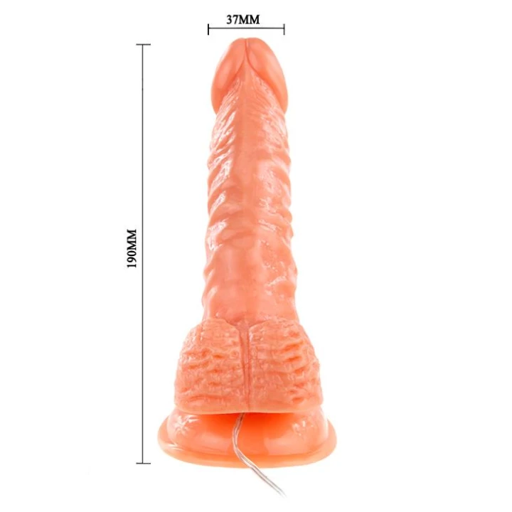 Dildo ssące BAILE - Zakrzywiony, Wibracyjny, Materiał TPR ABS