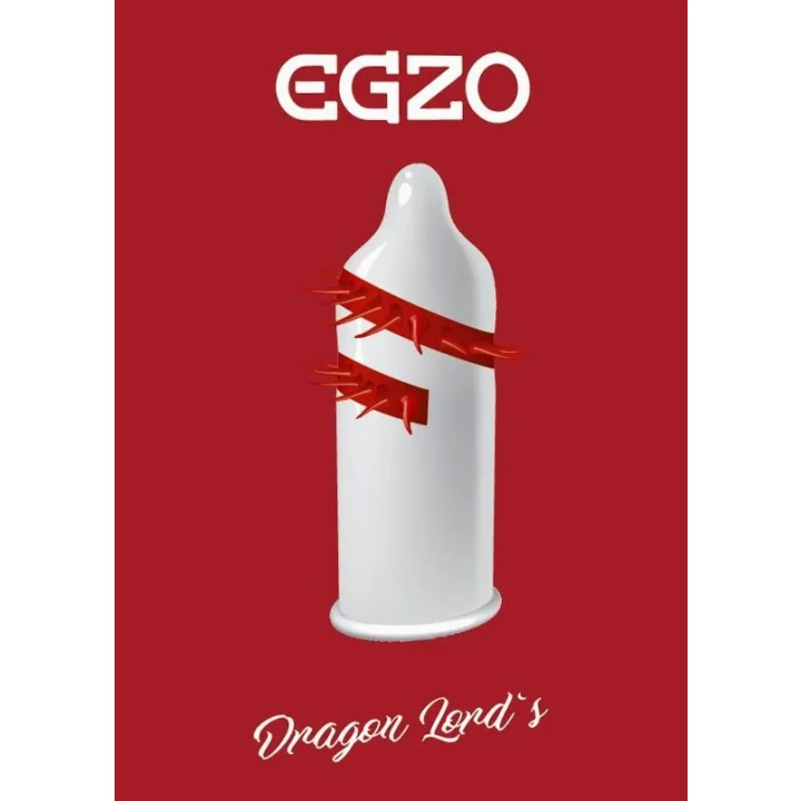 Prezerwatywy lateksowe Egzo Dragon Lord's, długość 18-19 cm, wypustki dla dodatkowej przyjemności