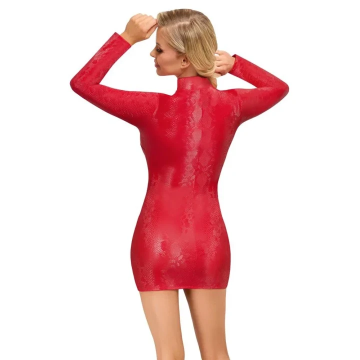 Sukienka obcisła COTTELLI LINGERIE, skóra węża, długie rękawy, czerwony