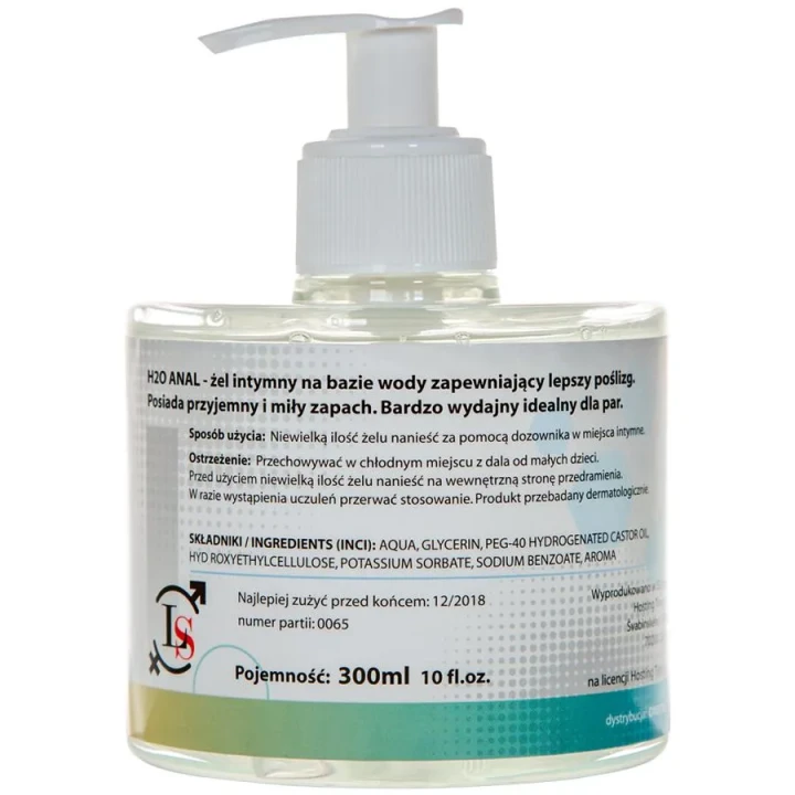 Żel analny H2O ANAL GEL 300ML LoveStim - nawilżający, bezpieczny, długo utrzymujący się