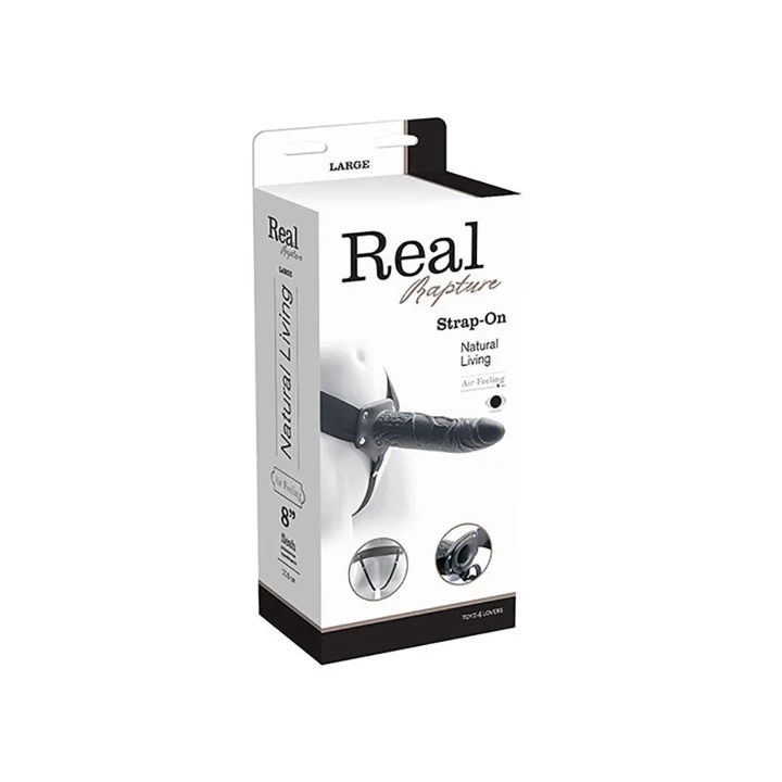 Wibrator strap-on Real Rapture 8, długość 22.5 cm, wibracje, regulowane paski
