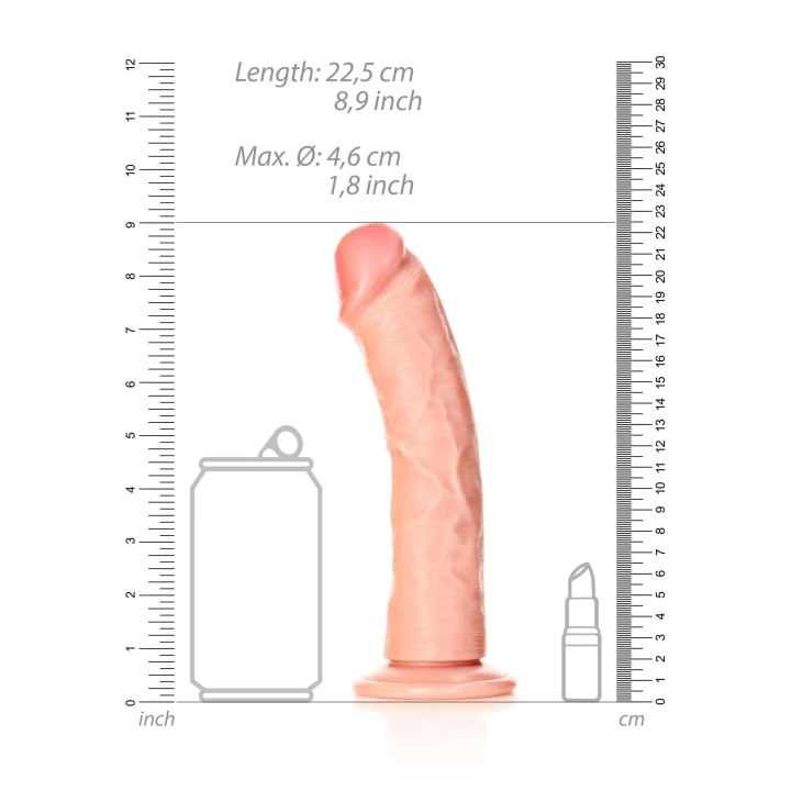 Dildo Real Rock - Zakrzywiony, 20,5 cm, Przyssawka, Wodoodporny