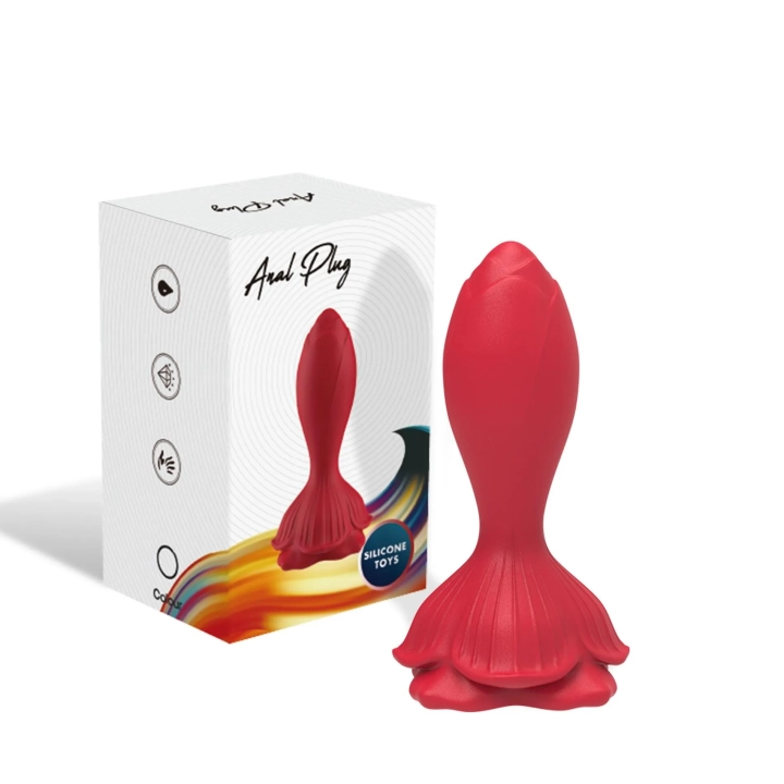Wibrator analny Rosenberg Red, silikonowy, 9 trybów wibracji, wodoodporny