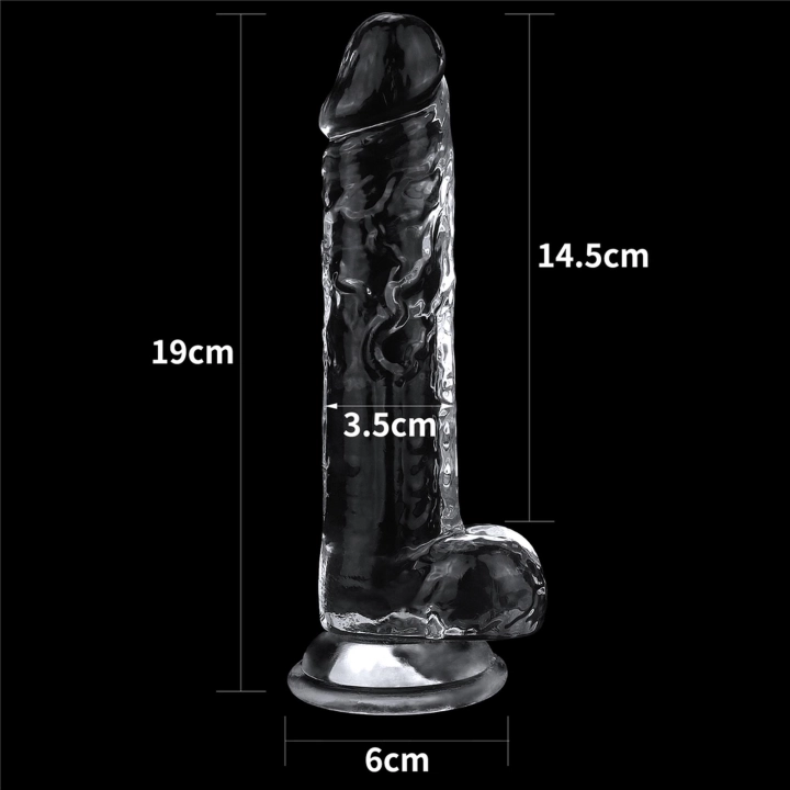 Dildo LOVETOY z TPE, przezroczyste, z przyssawką, 19 cm