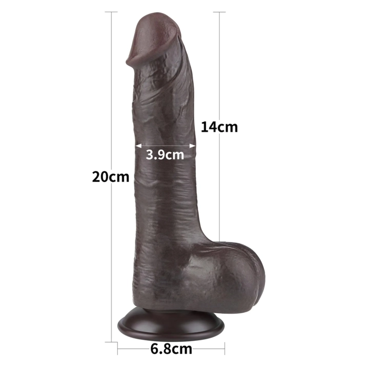 Dildo Realistyczne Dual Layer TPE 20,3 cm, Przesuwająca Się Skóra, Silna Przyssawka